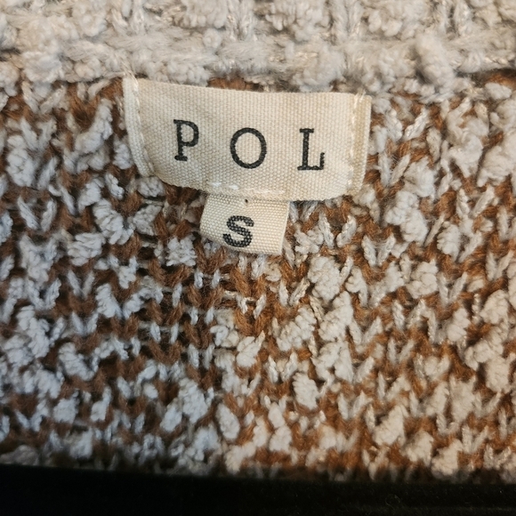 POL GRAY & BROWN WATERFALL AZTEC OPEN DRAPE COZY CARDIGAN SWEATER SIZE S - Picture 7 of 9